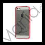 TPU Bumper Ramme Clear Transparent Plastic Combo Beskyttelses Case til iPhone 5 - Pink