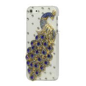 Håndlavet 3D Peacock Bling Diamond Crystal Case iPhone 5 cover - Lilla