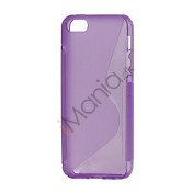 S Formet TPU Gele Case Cover til iPhone 5 - Lilla