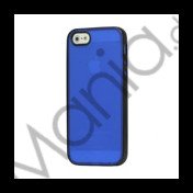 Two-color Frosted TPU & Plastic Combo Case iPhone 5 cover - Sort / Blå