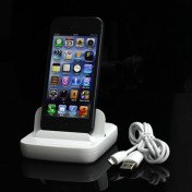 Flip Style Data Sync Holder / Bordlader til iPhone 5 - Hvid