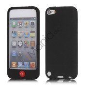 Cover med farvet home-knap Silikone Case Cover til iPod Touch 5 - Sort