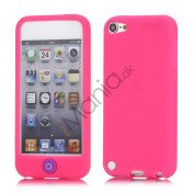 Cover med farvet home-knap Gummi silikone etui til iPod Touch 5 - Rose