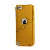 Blankt aluminum Kombineret Silikone Hard Back Case til iPod Touch 5 - Orange / Guld