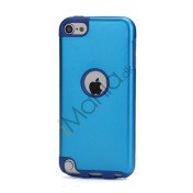 Blankt aluminum Kombineret Silikone Hard Back Case til iPod Touch 5 - Lyseblå