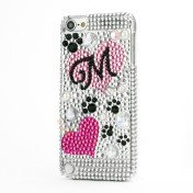 Pink Sølv Diamant Bling Hjerte og mund-formet Cover Skal Case til iPod Touch 5