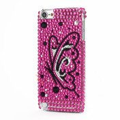 Bling iPod Touch 5 Luksus 3D Swarovski Krystal Diamant Sommerfugl Rose Case Cover