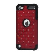 Skinnende Diamant Hard Cover med Soft Silicone Core Hybrid Shell Case til iPod Touch 5 - Sort / Rød