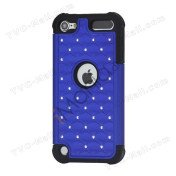 Skinnende Diamant Hard Cover med Soft Silicone Core Hybrid Shell Case til iPod Touch 5 - Sort / Blå