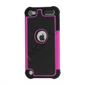 Fodbold Grain Combo Silikone og plast Hard Defender Case til iPod Touch 5 - Sort / Rose