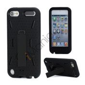 Rugged Robot Style Plastic & Silikone Combo Taske med Holder til iPod Touch 5 - Sort