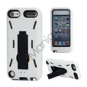 Rugged Robot Style Plastic & Silikone Combo Taske med Holder til iPod Touch 5 - Sort Indvendig / Hvid Ydre