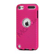 Perforeret PC & TPU Hybrid Flerlags Hard Back Case til iPod Touch 5 - Sort / Rose