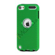 Perforeret PC & TPU Hybrid Flerlags Hard Back Case til iPod Touch 5 - Sort / Grøn