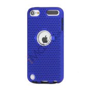 Perforeret PC & TPU Hybrid Flerlags Hard Back Case til iPod Touch 5 - Sort / Blå