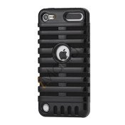 Klassisk mikrofon PC & Silikone Hybrid Hard Case til iPod Touch 5 - Sort