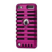 Klassisk mikrofon PC & Silikone Hybrid Hard Case til iPod Touch 5 - Sort / Rose