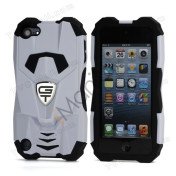 Ny Cool 3D Sportsvogn Silicone + indbundet Hybrid Case til iPod Touch 5 - Sort / Hvid