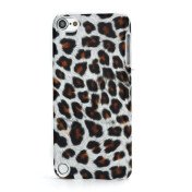 Leopard mønstret PU læder belagt Hard Case til iPod Touch 5 - Hvid / Brun