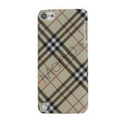 Stilfuld Plaid Mønster Læder Skin Hard Case til iPod Touch 5 - Beige