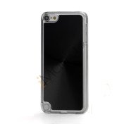 Metallic CD Mønster Transparent Kant Hard Case Cover Skin til iPod Touch 5 - Sort