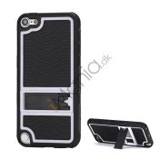 Hybrid Hard PC Back Cover TPU Frame Holder Taske til iPod Touch 5 - Sort / Hvid