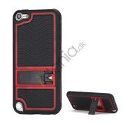 Hybrid Hard PC Back Cover TPU Frame Holder Taske til iPod Touch 5 - Sort / Rød