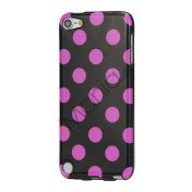 Skinnende Polkaprikket TPU Gel Cover til iPod Touch 5 - Lilla / Sort