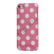 Skinnende Polkaprikket TPU Gel Cover til iPod Touch 5 - Hvid / Pink