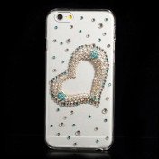 Glitter-cover til iPhone 6 / 6S med blåt smykkehjerte