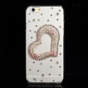 Glitter-cover til iPhone 6 / 6S med pink smykkehjerte