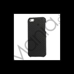 Carbon Fibre Læder Coated Hard Case til iPhone 5 - Sort