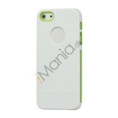 To-tone Gel TPU Case Cover med Round Cutout til iPhone 5 - Hvid / Grøn