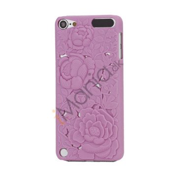 3D Præget Hult Smukke Blomster Hard Back Skin Case til iPod Touch 5 - Pink