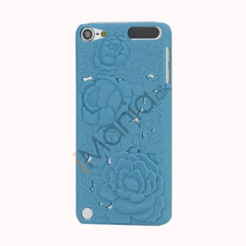 3D Præget Hult Smukke Blomster Hard Back Skin Case til iPod Touch 5 - Blå