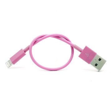 Kort USB Lightning Kabel på ca. 20cm, pink