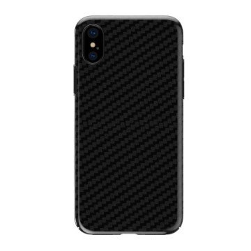 Totu kulfibermønstret TPU-cover til iPhone X, sort