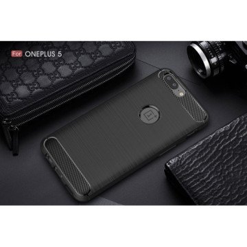 Kulfibermønster TPU-cover til OnePlus 5, sort