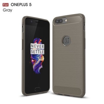 Kulfibermønster TPU-cover til OnePlus 5, grå