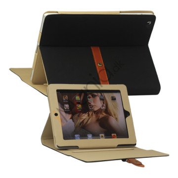 Stilet Kunstlæder Stand Case med bælte og Spænde til iPad 4. 3. 2nd Gen - Sort