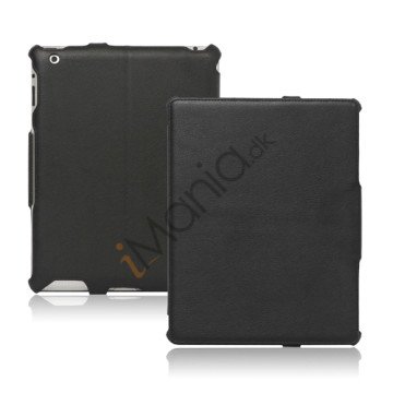 Slim Lychee PU Kunstlæder Case Cover til iPad 2. 3. 4. Gen - Sort