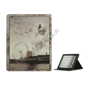 London Eye Ferris Wheel PU Leather Smart Cover med holder til iPad 2. 3. 4. Gen