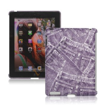 Retro Jeans Kunstlæder Hard Case til iPad 2. 3. 4. Gen Smart Cover Companion - Lilla