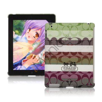 Stribet Coach Hard Case Cover Smart Cover Companion til iPad 4. 3. 2. generation