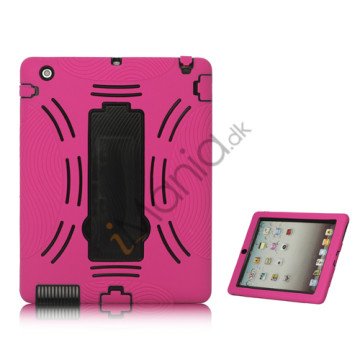 Snap-on Defender Case Cover med holder til iPad 2 den nye iPad - Sort / Rose