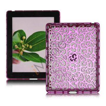 Metalbelagt Hollow Flower Hard Case Cover til iPad 2 3 4 - Lilla