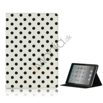 Polka Dot Læderetui Cover Folio Stand til iPad Mini-Sort / Hvid