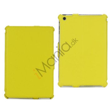 Mønstret Lychee Leather Folio Cover Case til iPad Mini - Gul