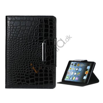 Contempo Croco Læder Book-Style Case med Magnet Lukning til iPad Mini - Sort