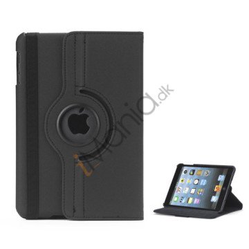 360 graders roterende Stand Fabric Folio Case til iPad Mini - Sort